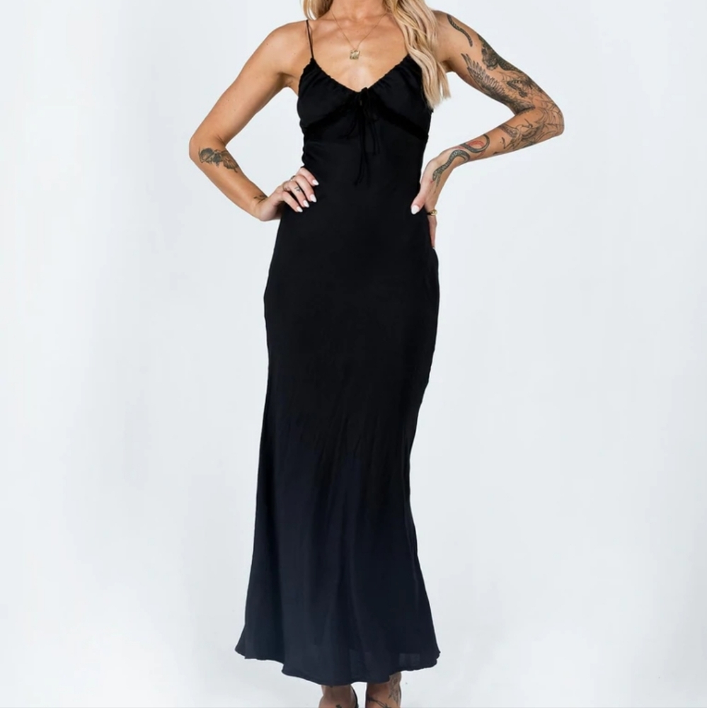 Princess Polly Black Emily Lace Trim Maxi Slip Dress 10US